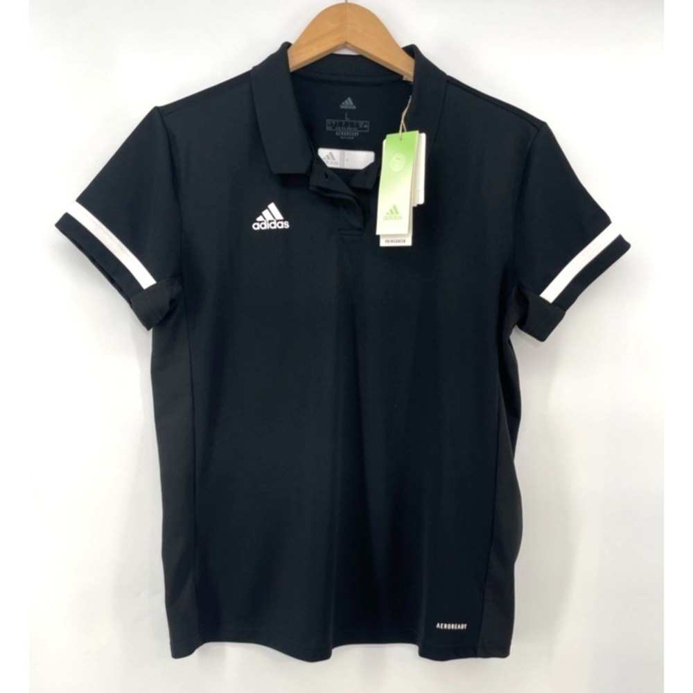 Adidas Polo Shirt  Women's Size L Black Short Sleeve‎ Top Golf Logo FCA NEW